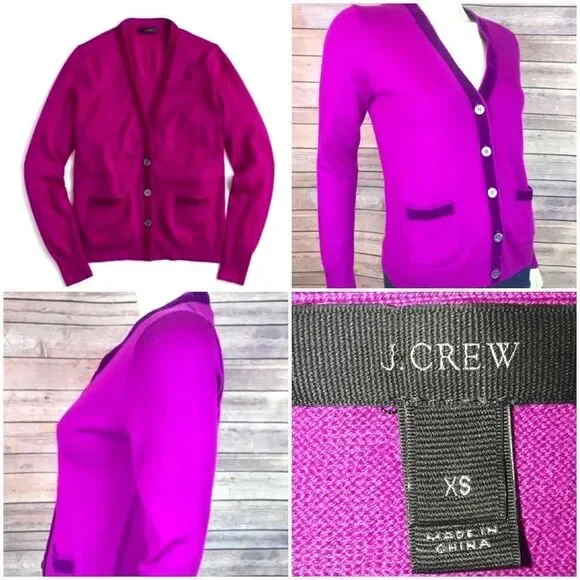 Crew Sweaters Jcrewharlow Cardigan Sweater Velvettrim - Main Image